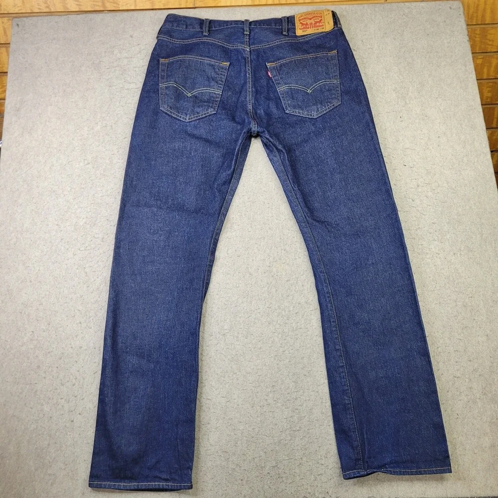 NEW Levis 501 BUTTON FLY Original Mens 38x34 Straight Dark Wash Denim Blue Jeans